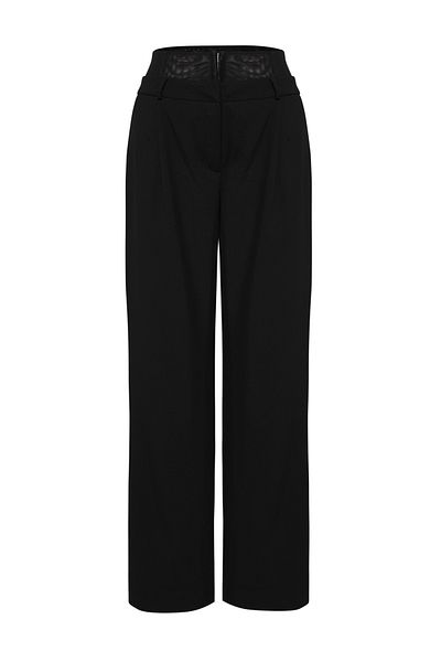 Trendyol Collection Περιορισμένη Έκδοση - Μαύρο Παντελόνι Κορσέ από Τούλι TPRSS25PL00003