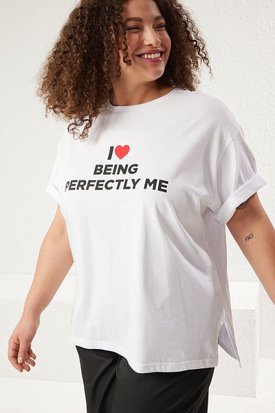Trendyol Curve Plus Size Crew Neck White Tshirt - Tbbss25Bf00034