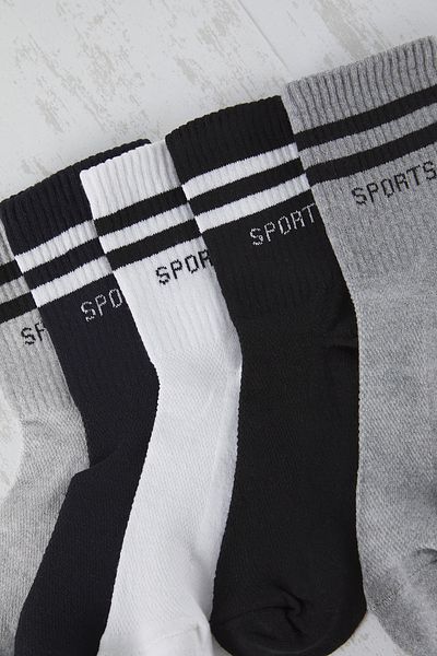 Edit by Trendyol Többszínű uniszex 5 csomagos csíkos főiskolai/közepes/tenisz pamut sportzokni TEDSS25CO00001