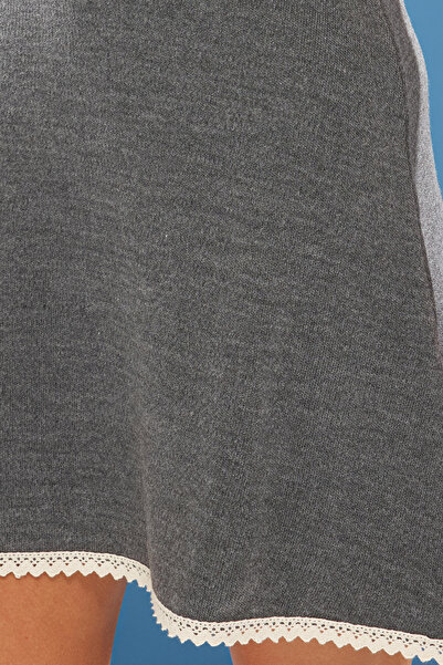 Trendyol Collection Anthracite Mini Skirt Dress with Ruched Hem Twoss25El00313