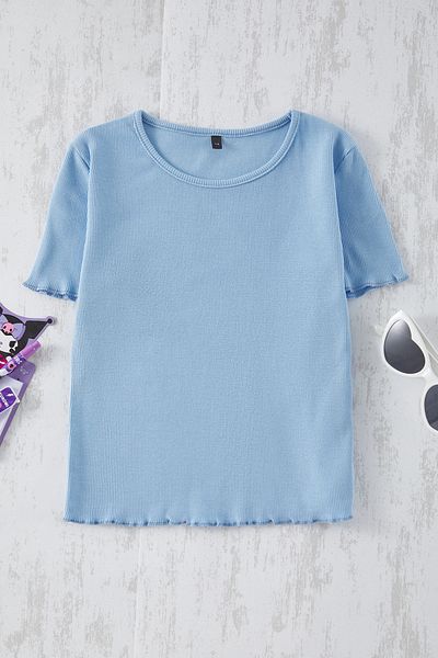 TRENDYOLKIDS Baby modré dívčí pletené tričko Tkdss25Ts00020