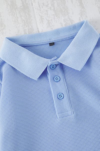 TRENDYOLKIDS Chlapecké modré pletené tričko Polo Neck - TKDSS25TS00076