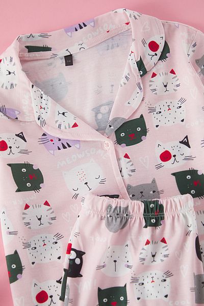 TRENDYOLKIDS Sada pyžamových límců s potiskem dívčí kočky - Tkdss25Pt00005