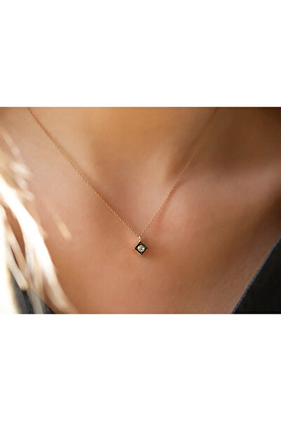 Safir Kuyumculuk 0,10ct Pırlanta Tektaş Detaylı Elmas Kolye - 8 Ayar Altın Zarif Kolye Modelleri