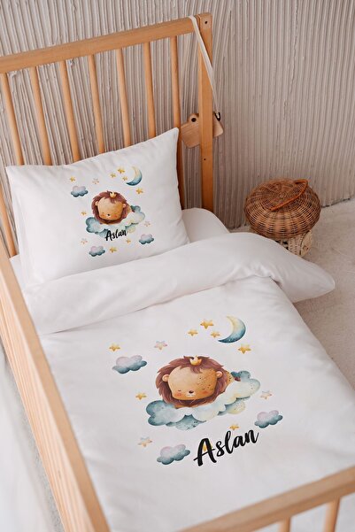 Lilabio %100 Pamuk Saten Isme Özel Isimli 100x150 Bebek Yatak Nevresim Seti A...