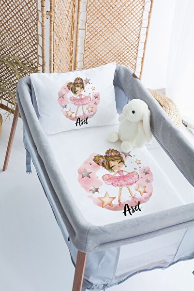 Lilabio %100 Pamuk Saten İsme Özel 70x120 Park Yatak Nevresim Seti Balerin