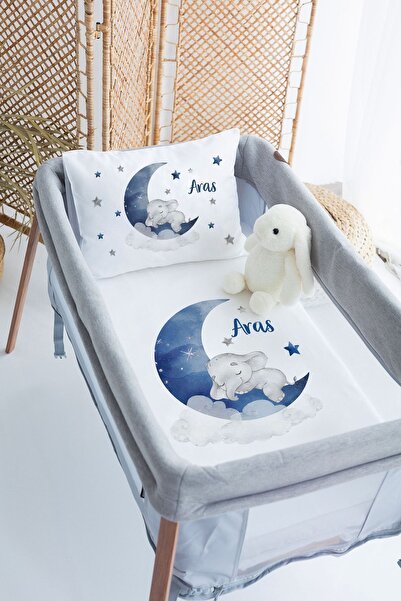 Lilabio %100 Pamuk Saten İsme Özel İsimli 70x120 Park Yatak Nevresim Seti Uyk...