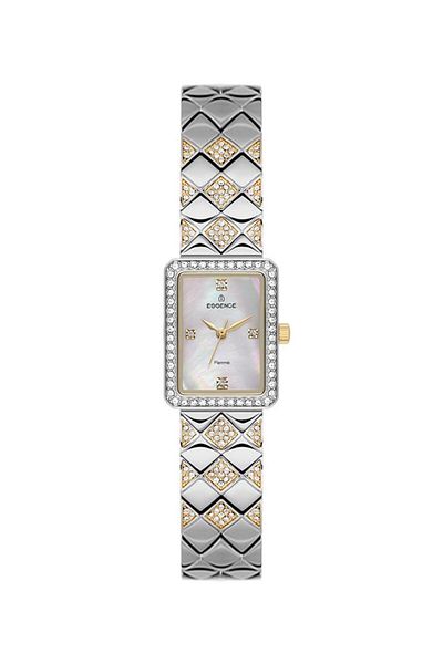 Essence D1214.220 Metallic Colored Stone Cord - 3 Atm Water Resistant, Rectangular Dial