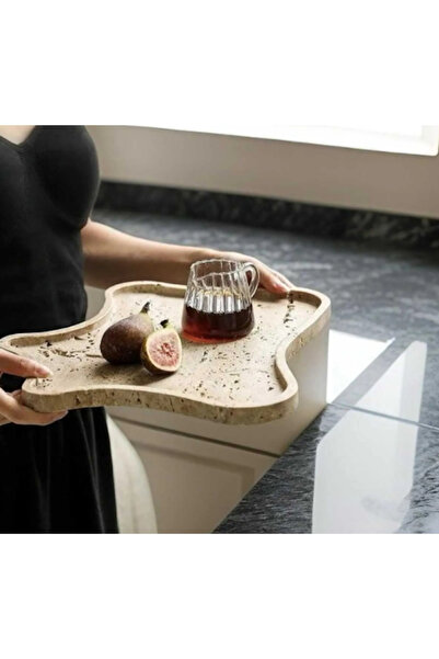 MIARIK DESIGN & DEKORASYON Dekoratif Dalga Flo Mermer Tepsi, Banyo Düzenleyic...