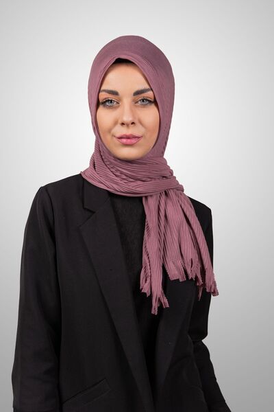 Şalcenneti.com Pratik Pliseli Şal Hazır Geçmeli Organik Açık Gül Rengi Sünger...