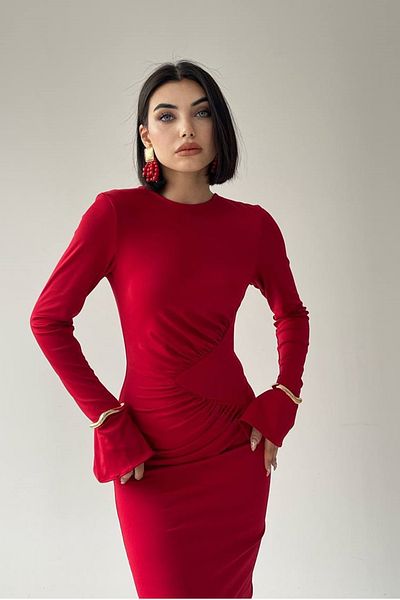 barış sülün lovebox Țesătură flexibilă Sandy - Rochie roșie maxi cu detaliu de cordon 330