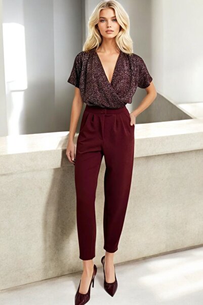 HAKKE Yüksek Bel Düğme Detay Havuç Kesim PANTOLON