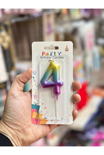 Adana Pasta Malzemeleri 4 MUM RAKAM METALİK RENGARENK LÜKS