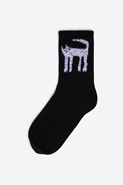 Hype of Steps Don’t Disturb - Kedi Desenli Çorap