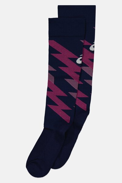 Asics جوارب رجالية مطبوعة، زوج واحد، أزرق داكن