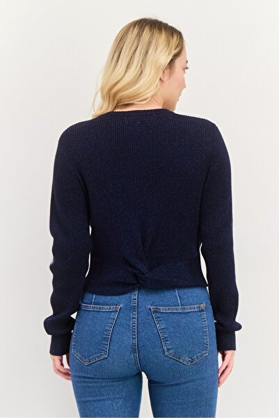 Esprit Women Round Neck Ribbed Sweater, Navy