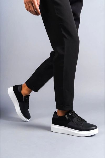 TB Terzi Bey Tb155 Warrior Laced and Zippered Skin Suede Men's Casual Sneaker Shoes Csbt - Black