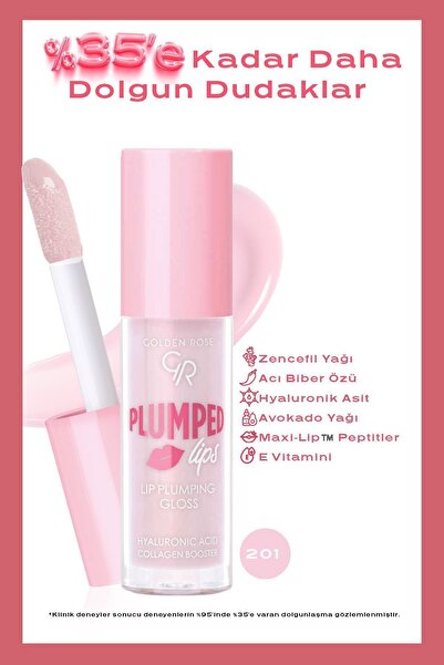 Golden Rose Plumped Lips Plumping Lipgloss 201 Dolgunlaştırıcı & Nemlendirici Dudak Parlatıcısı 4.7 ml