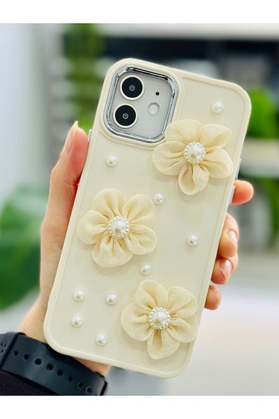 Go Aksesuar حافظة سيليكون مرنة متوافقة مع هاتف Iphone 12 و12 Pro مع لعبة تصميم زهرة التول