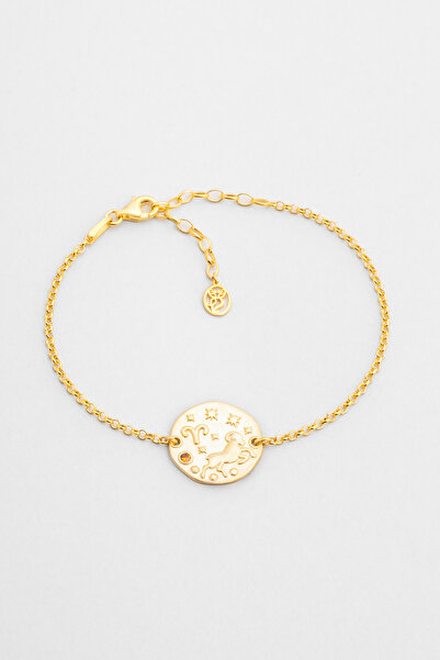 So CHIC... Koç Burcu 18 Ayar Sarı Altın Kaplama 20 Cm Gümüş Bileklik