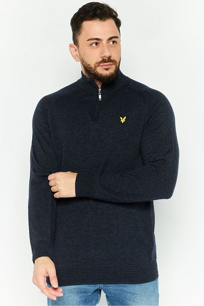 Lyle & Scott Men High Neck Long Sleeve Brand Logo Sweatshirt, Navy