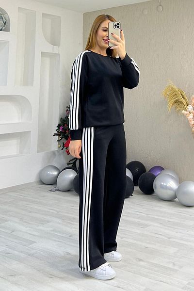 fiolin Σετ φόρμας Modal Fabric 4 ρίγες μαύρη