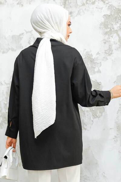 Neva Style Black Shirt with Puane Buttons 10564S