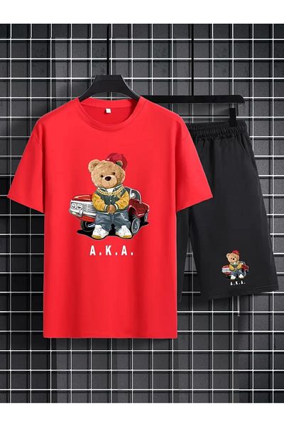 DAXİS Sportwear Company Men's Printed Set - Tee & Shorts Bottom Top Set