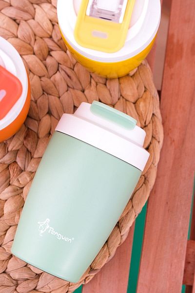 JASPER -3047 Green Thermos Mug with Straw 400 ml