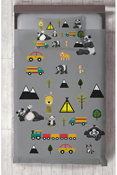 MASAL ODAM BABY AND KIDS ROOM Panda Patterned Bedspread with Trolley