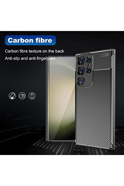 m.tk moveteck Galaxy S25 Ultra Kılıf Kamera Çıkıntılı Korumalı Karbon Desenli Renk Atmaz Koruyucu Negro Kapak