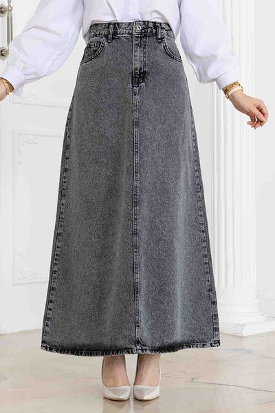 moda periy women's modest basic daily summer seasonal winter style Hijab Denim Skirt with Pockets