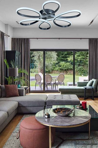LEGACY Sedef Modern Design Bedroom - Living Room - Kitchen Gray Color Daylight and White Led Chandelier
