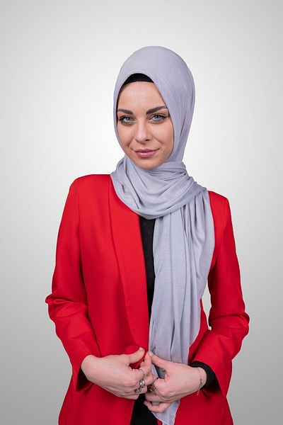 Şalcenneti.com Women's Hijab Practical Combed Cotton Shawl with Sponge Front Ready Snap Gray Color Scarf