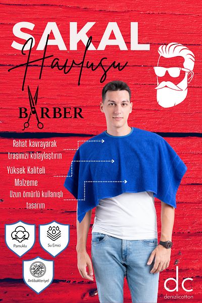 velvettowels Prosop antibacterian pentru barba 100% bumbac - Absorbant apa, design special, 2 bucati 50x90 cm