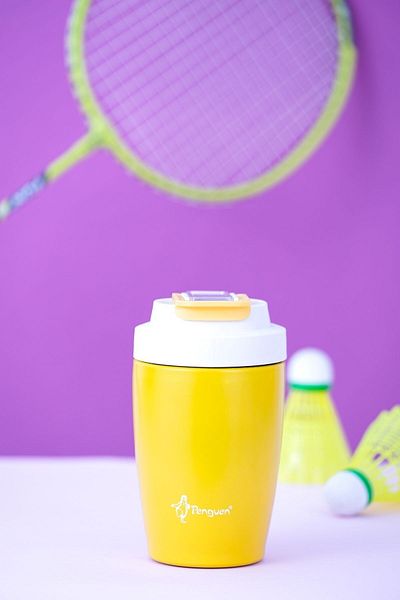 JASPER -3047 Yellow Thermos Mug with Straw 400 ml