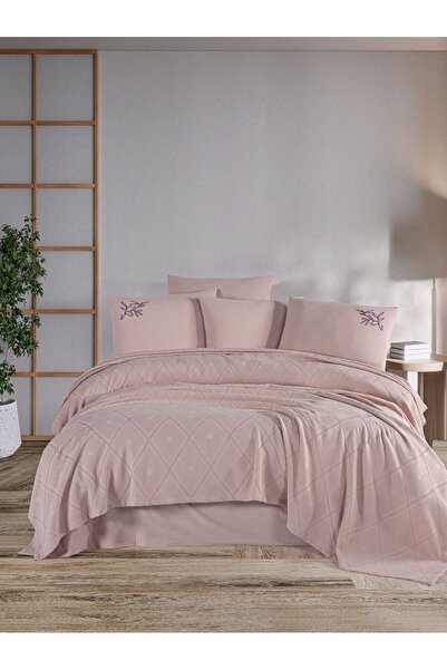 argehome Set piqué brodat dublu premium - Pulbere pentru zestre supradimensio...