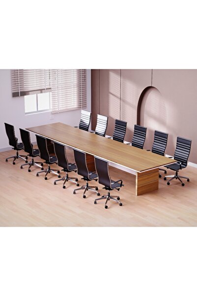 Mahmayi طاولة اجتماعات زيلدا | طاولة اجتماعات مكتبية، لون الجوز الطبيعي ديجون، 480 سم