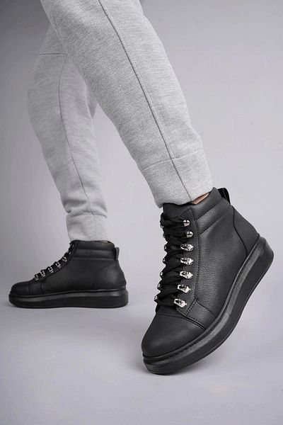 TB Terzi Bey Tb206 Ottawa Lace-up Skin Ανδρικά καθημερινά αθλητικά μποτάκια St - Μαύρα