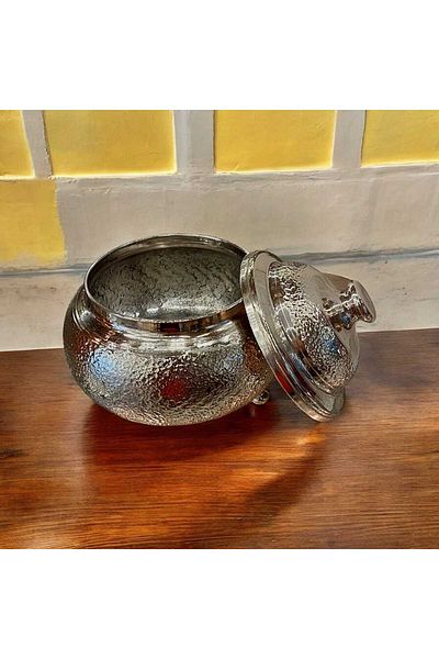 Bakır Center Pure Copper Sugar Bowl - Hand Embroidered Copper Chocolate Bowl Gondola with Sandblasting Detail