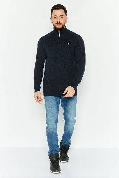 Lyle & Scott Men High Neck Long Sleeve Brand Logo Sweatshirt, Navy