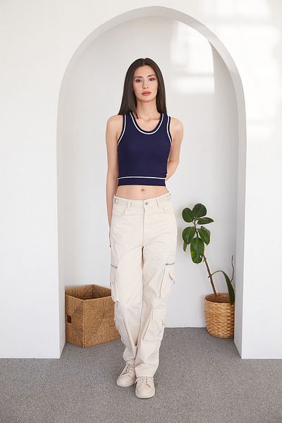 Fulla Moda Waist Belt Cargo Pocket Trousers