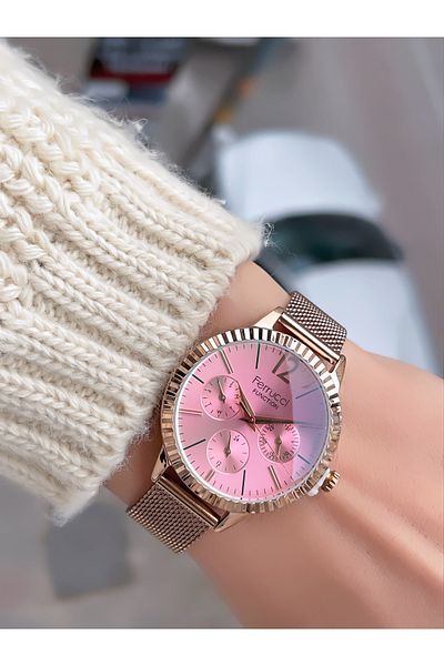 Ferrucci Stainless Steel Wire Function Phosphor Glass Women's Wristwatch + Bracelet with Gift