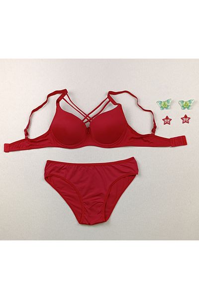 siyalife Push up Padded Cross Drawstring Bra and Panty Underwear Set