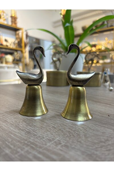 Mercan Tasarım Atölyesi Kuğulu Metal Çan Mum Söndürücü-Antik Bronz