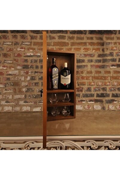 veraART El Yapımı Mozaik V Desenli Ahşap İçki Viski Dolabı