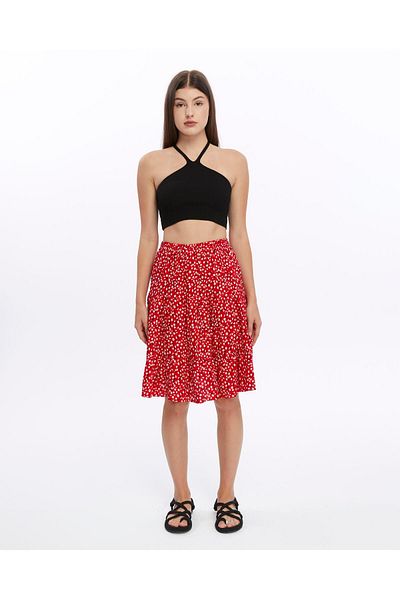 NURÖREN Viscose Fabric Floral Print Midi Length Women's Shorts Skirt
