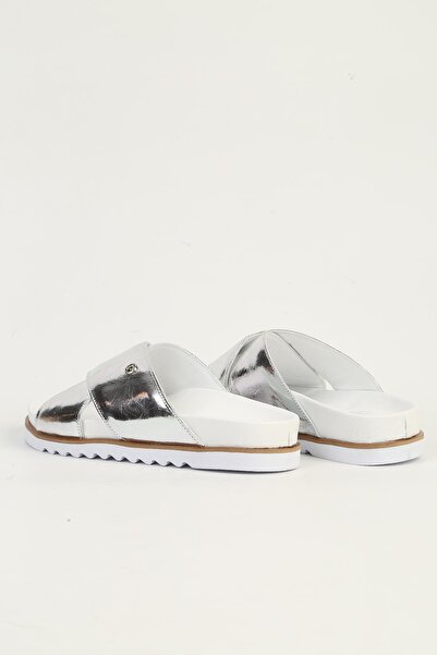 Pierre Cardin Genuine Leather Silver Women's Slippers Pc-54601