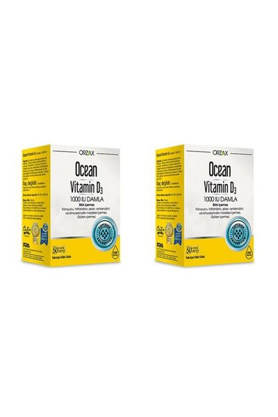 Ocean Vitamin D3 1000 Iu Damla 50 Ml 2'li Paket