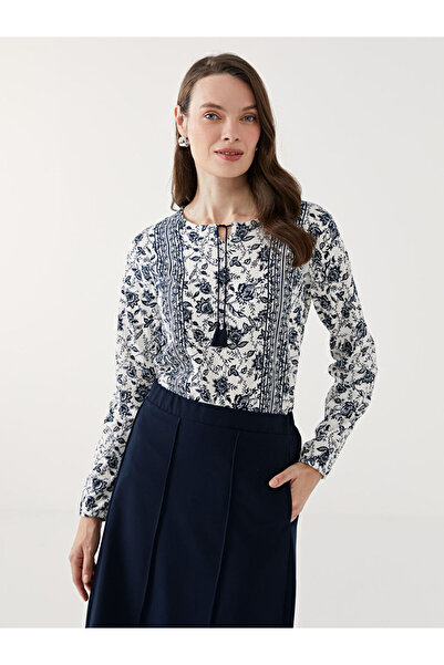 LC Waikiki Дамска блуза с флорален принт и връзки - S5GL10Z8